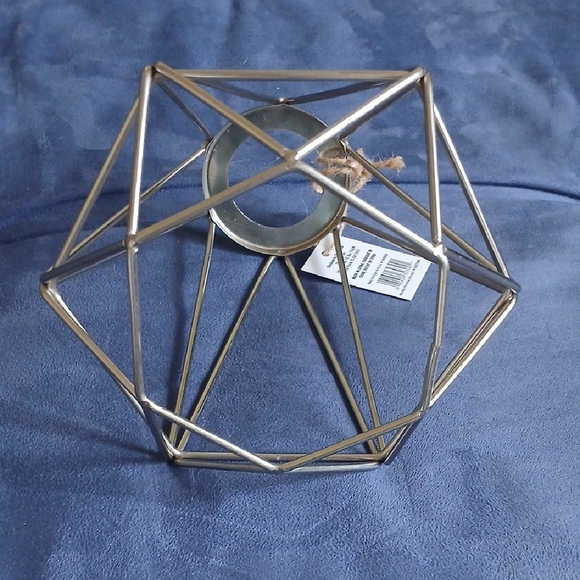Geometric Brushed Nickel Caged Lamp Shade Or Candle Holder - Picture 3 of 3